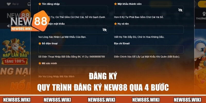 Quy trình đăng ký tài khoản New88 qua 4 bước